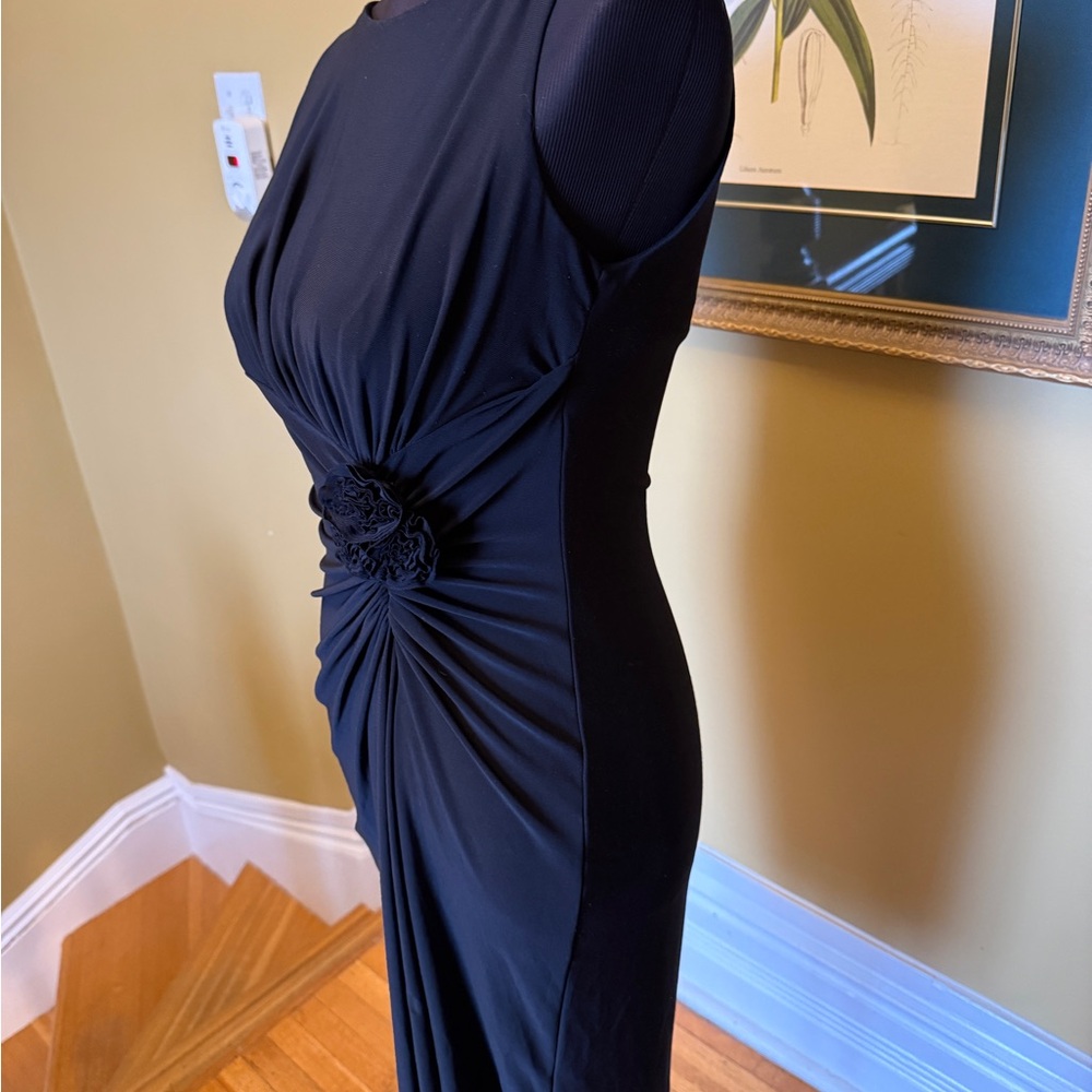 Chaps Black Dress with Floral Detail